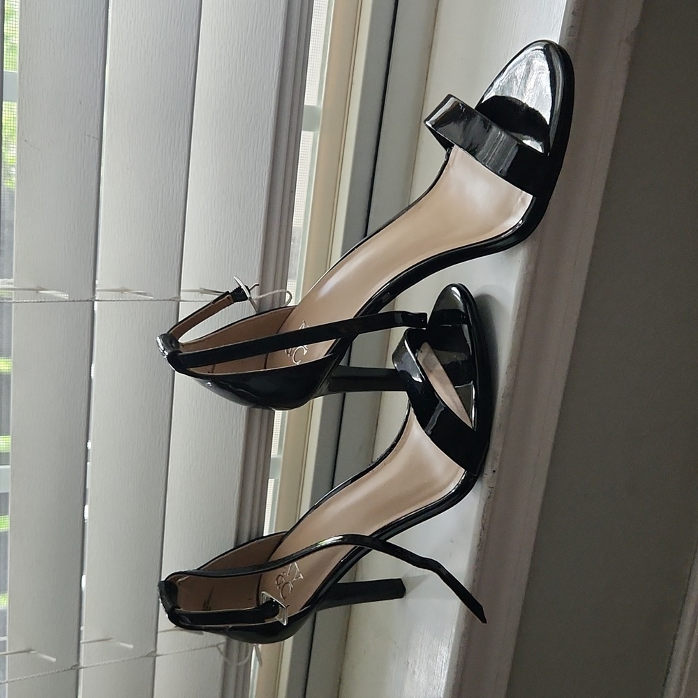 Black strap heels
